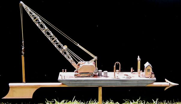 Barge With Crane Weathervane