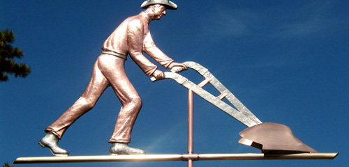 Farmer Plowing Weathervane